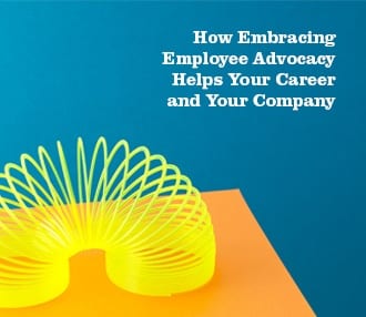 and image with a slinky and a sentence about embracing employee advocacy.