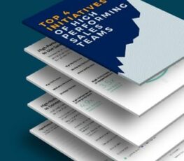 An image of overlapping sheets of top 4 initiatives of high performing sales team.