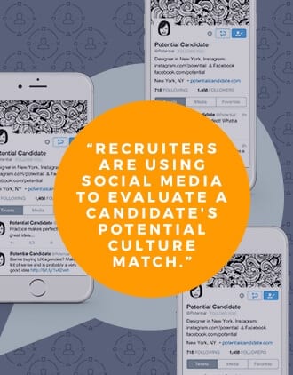 Image with a quote about recruiters using social media to elevate a candidates status.