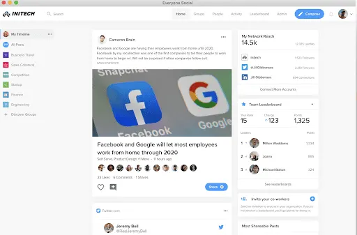 View of EveryoneSocial Software Platform