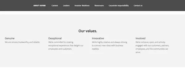 Adobe Core Company Values