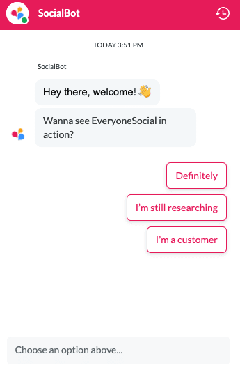 Chatbot example on EveryoneSocial.