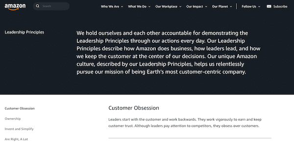 Amazon leadership principles. 