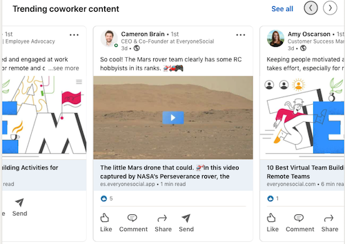 Trending content LinkedIn pages.