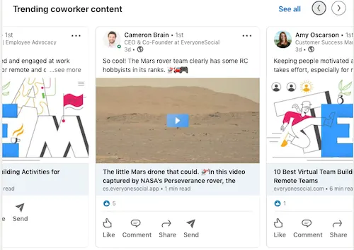 Trending content LinkedIn pages.