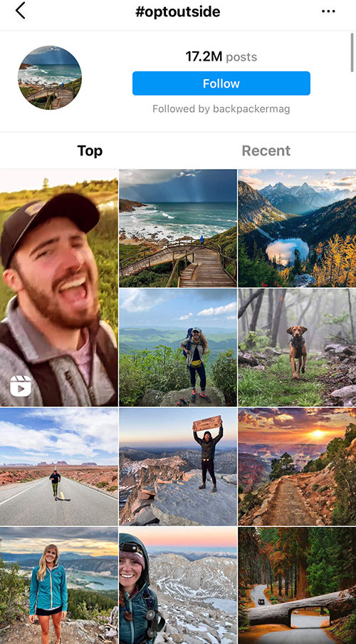 instagram hashtag page