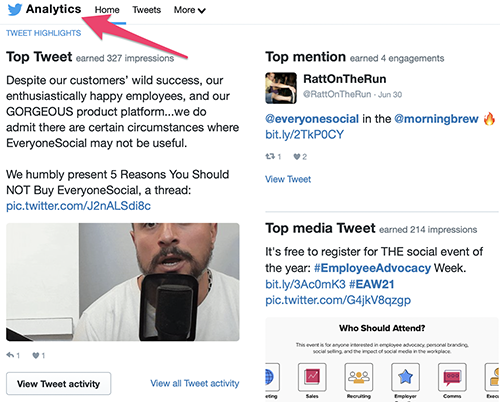 Twitter analytics screenshot