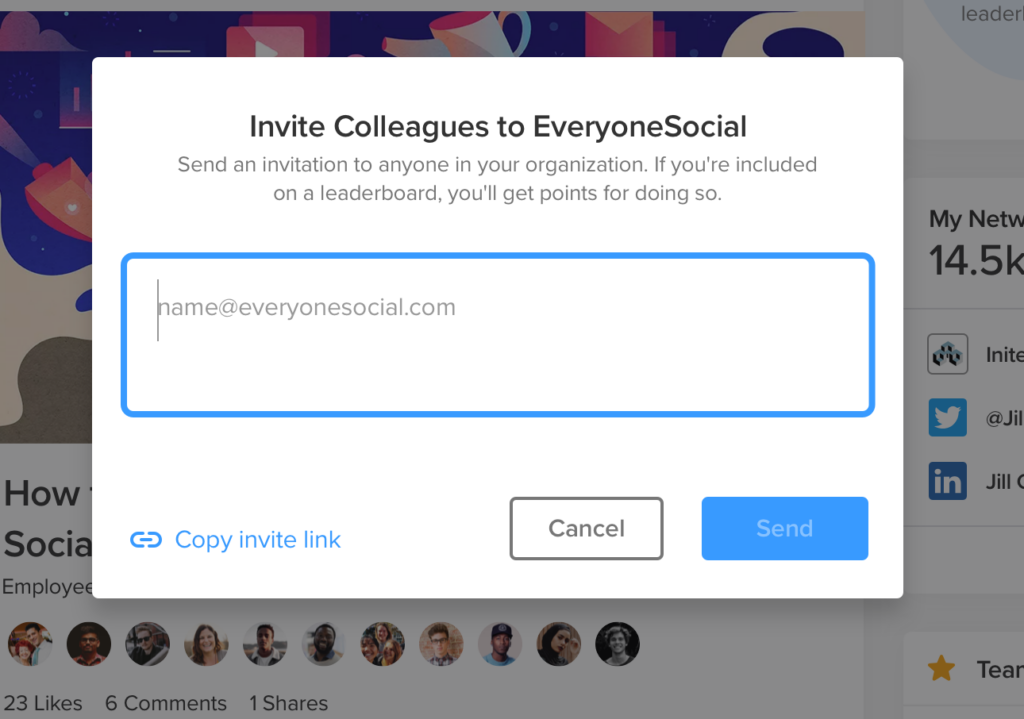 Invite colleagues to EveryoneSocial. 