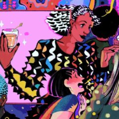 illustration of employees socializing