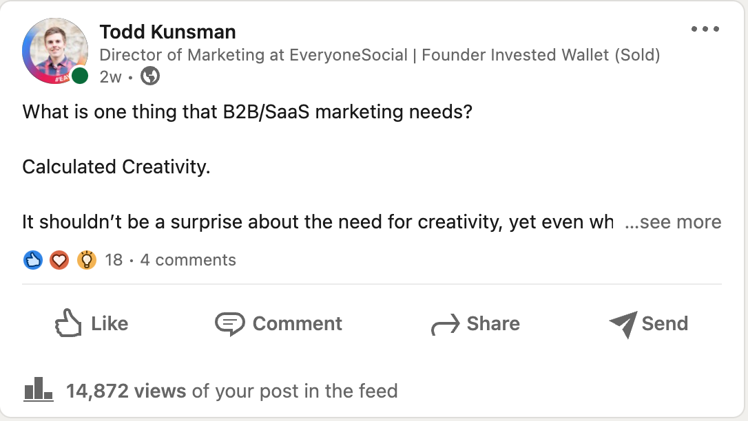 LinkedIn Post Example. 