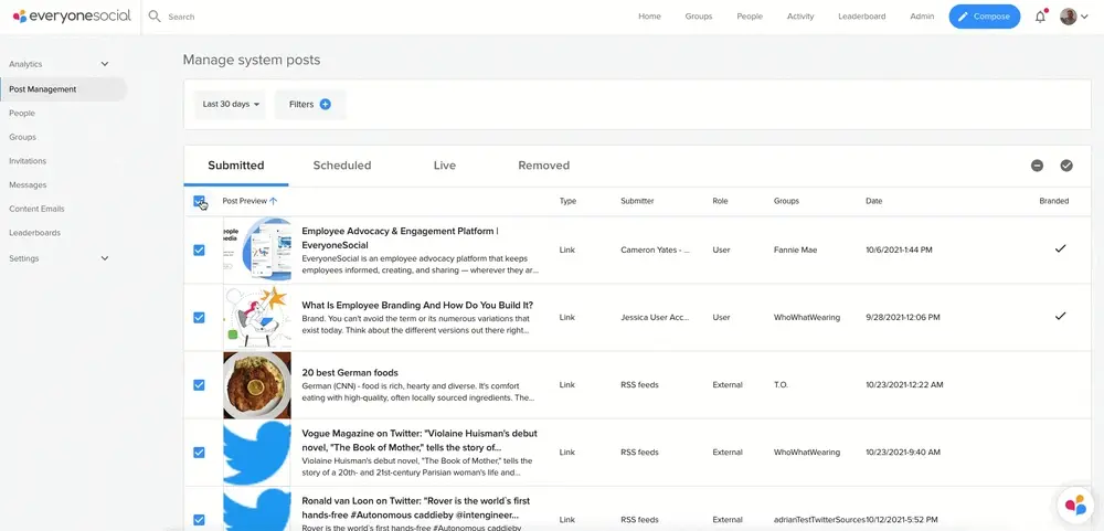 Selecting multiple posts.