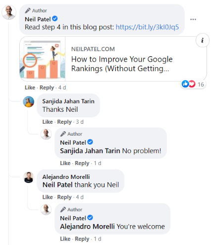 neil patel comment replies