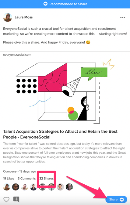 EveryoneSocial post shares