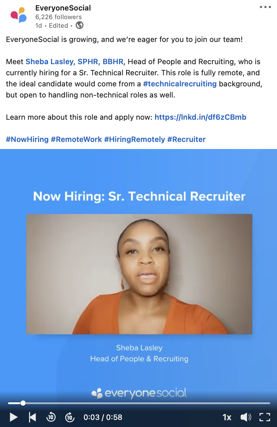 linkedin recruiting video