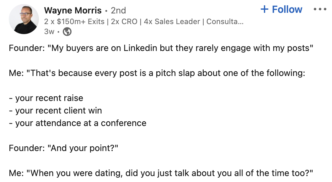 LinkedIn advice example.