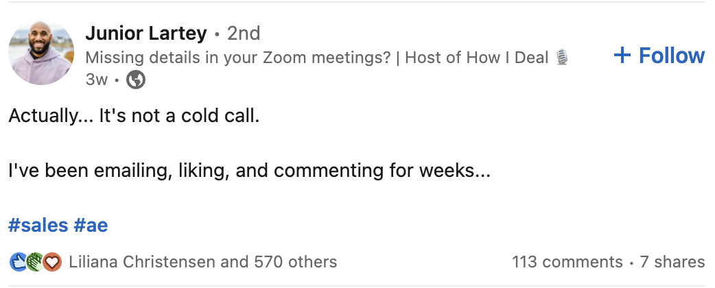 LinkedIn cold call.