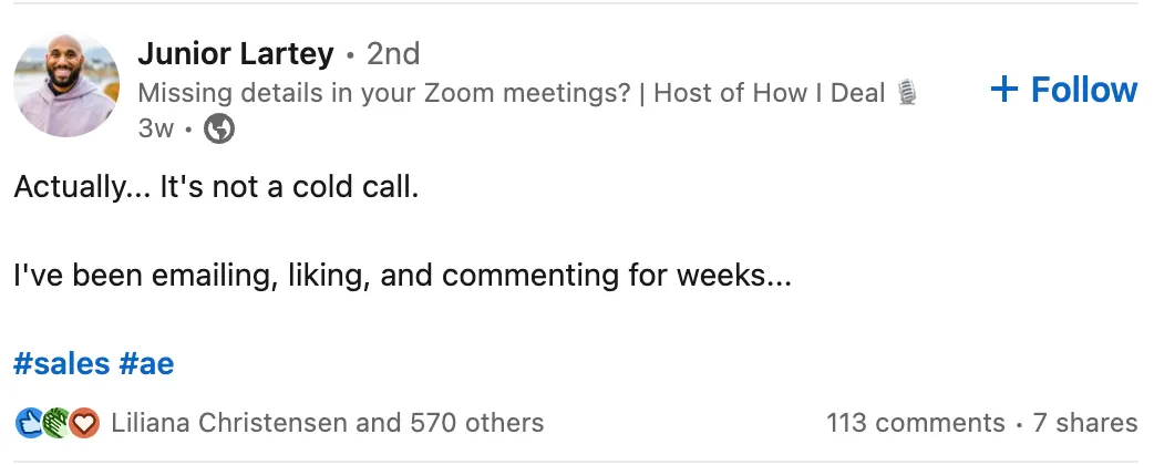 LinkedIn cold call.