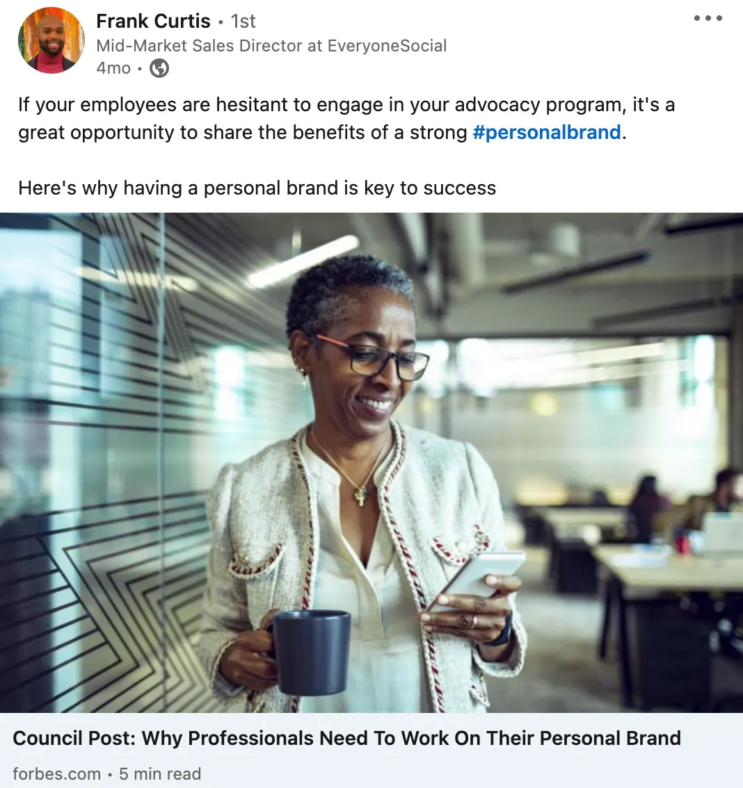 LinkedIn content example.