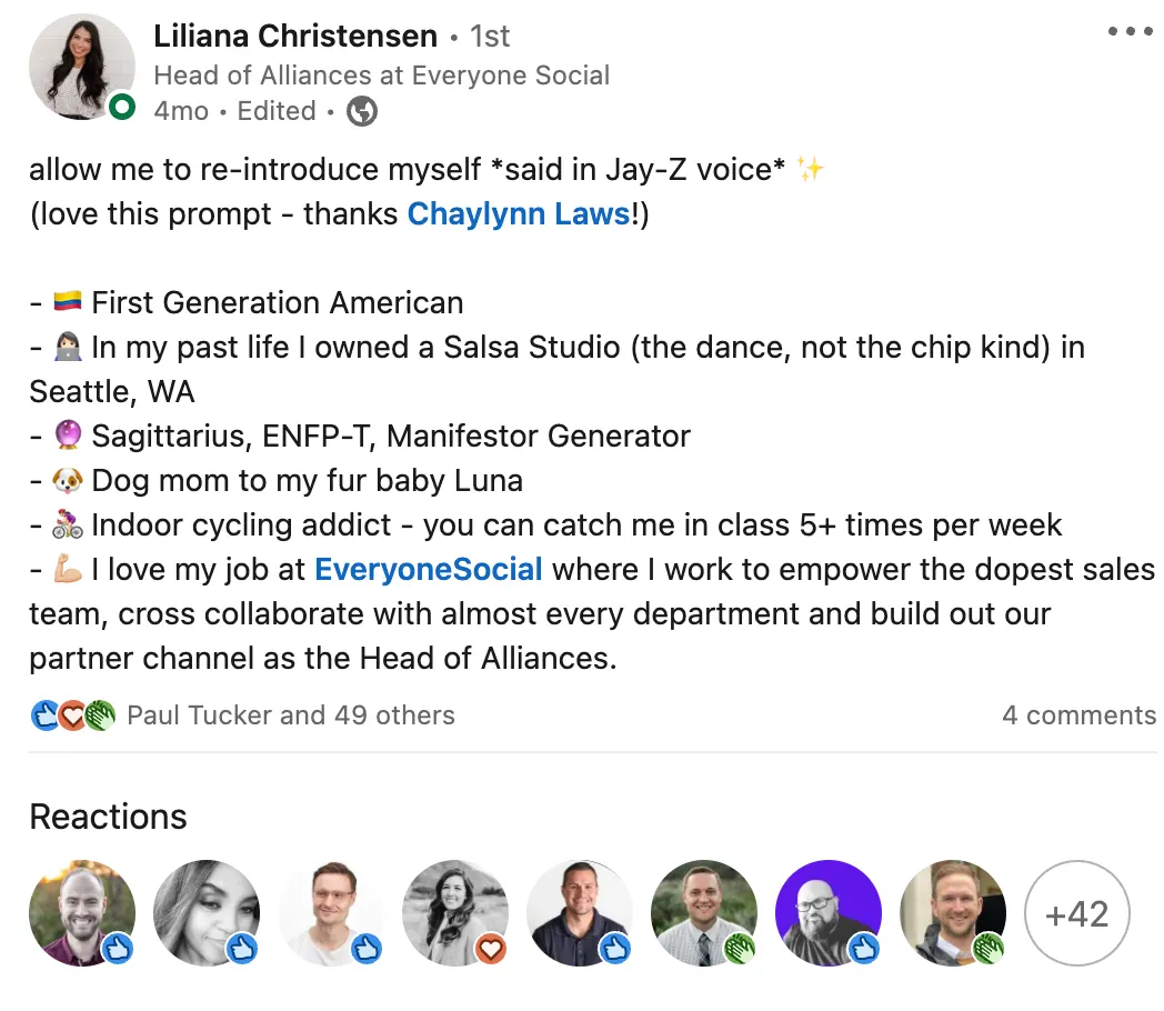 LinkedIn intro example.