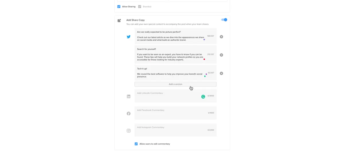 share copy options