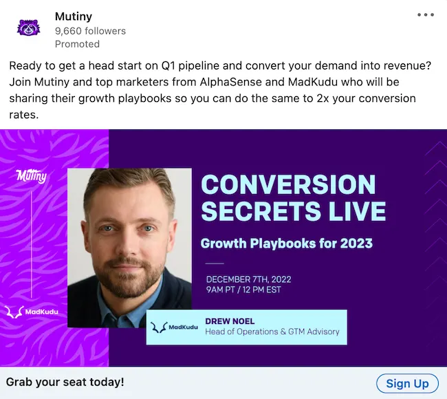 Paid social ad example.